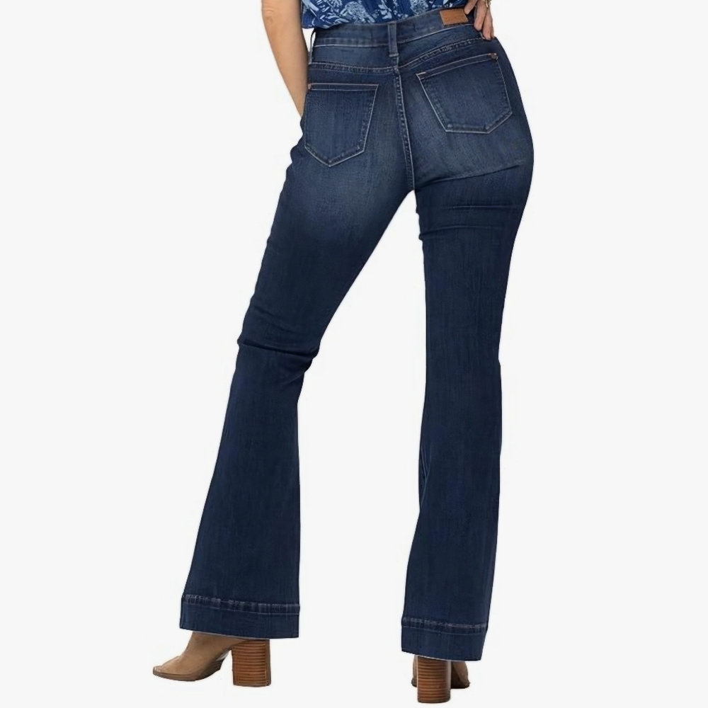 NWOT Judy Blue | Trouser Flare Button Fly Dark Denim Jeans, Womens 13/31 - Picture 3 of 9